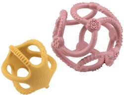 Nattou Rágóka Szilikon Labda Szett 2db - Pink/Curry