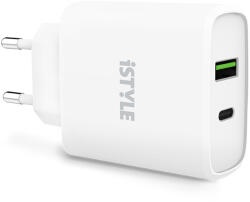 iSTYLE , Mágneses vezeték-nélküli töltő szett USB-C kábellel és 20 Wattos adapterrel , Fehér