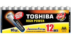 Toshiba elem AAA (LR3GCP MP-12, 1.5 Volt , tartós, High Power (12db/csomag)