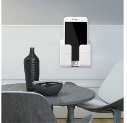 Gigapack Telefon tartó állvány (univerzális, műanyag, öntapadó, falra rögzíthető, 9.9x8.6x2.8cm) FEHÉR GP-106180 (GP-106180)