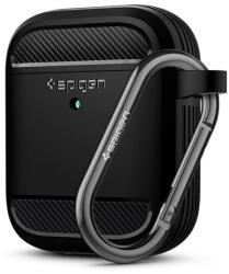 Spigen RUGGED ARMOR szilikon tok (ütésállóság, karabíner) FEKETE Apple AirPods ASD01117 (ASD01117)
