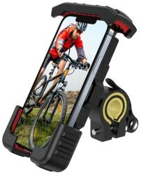 JOYROOM kerékpáros és motoros telefontartó (kormányra rögzíthető, ütésállóság, 4.7 - 6.8" méret) FEKETE/PIROS JR-ZS264 (JR-ZS264)