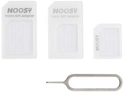 Noosy SIM adapter (Nano SIM kártyát Micro SIM és normál méretű kártyára alakítja át, kártya kiemelő) FEHÉR GP-71897 (GP-71897)