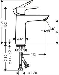 Hansgrohe Talis E mosdócsaptelep álló fekete 71714340