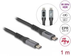Delock Cablu coaxial de date + incarcare fast USB 4 type C 8K60Hz/240W/PD 3.1 cu afisaj 1m, Delock 86067 (86067)