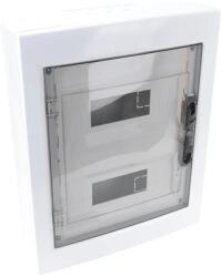 TRACON EDFKS-12/2 Műanyag kiselosztó, 24 modul, 2 sor, füstszínű sík ajtóval, IP40, falon kívüli (EDFKS-12/2)