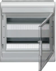 Hager Vector VE212L védett elosztó 24 modul, 2 sor átlátszó ajtóval, IP65, PE és N sínnel, falon kívüli, kikönnyített kábelbevezetővel, 427x310x151mm (VE212L)