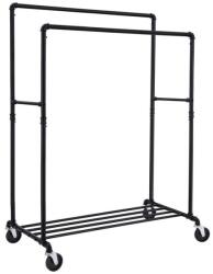 SongmicsHome RARE dupla ruhatartó állvány, vízcsövekkel 100x59x162cm, fekete SongmicsHome