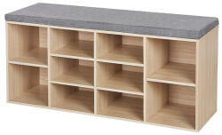 Jurhan GABI cipősszekrény párnázott ülőkével, 10 rekesz, 104x30x48cm, szürke/világosbarna Jurhan