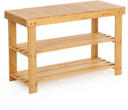 SongmicsHome REGINA bambusz pad cipőtartóval, 70x28x45cm, természetes fa SongmicsHome