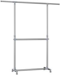 SongmicsHome JASON dupla ruhatartó állvány, 93x49x113-198cm, ezüst SongmicsHome