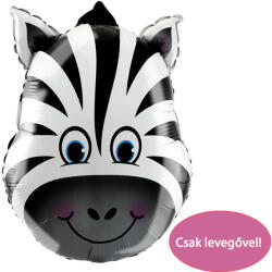 PartyPal Mosolygó zebra fej, fólia lufi, 26x35 cm
