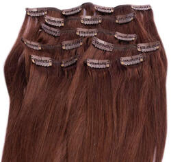 HairExtensionShop Csatos Emberi Póthaj Standard Középbarna Színben 50cm (Szín #6) (RC506)