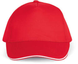 K-UP KP124 SANDWICH baseball sapka 5 paneles, pamut twill anyagból K-UP, Red/White-U (kp124re-wh-u)