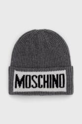 Moschino gyapjú sapka vastag, szürke, gyapjú - szürke Univerzális méret