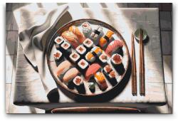 Festés számok szerint - Ízelítő a sushihoz Méret: 40x60cm, Keretezés: Keret nélkül (csak a vászon)