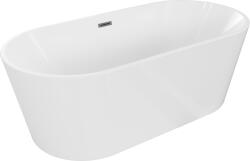 Mexen Luna cadă de baie freestanding 150 x 75 cm, albă, preaplin gri metalic periat - 52031507500-66 (52031507500-66)