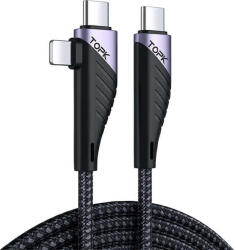 TOPK Cablu de date TopK AN74D 2 in 1, USB Type-C la USB Type-C si iPhone Lightning, 3A, 1m, Negru (A74091610)