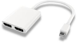 Basekit Adaptor Mini DisplayPort 1.2 (T) la 2x DisplayPort 1.2 (M), Spliter, Extended sau Mirror, 4K 3840x2160p @60Hz, Alb, Basekit (BK-KPORTADM17)