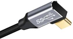 TechDelivery Cablu USB Type-C 90 Grade, 4K 60hz, Conectori Intariti, Protectie Mesh, 1 metru, Negru (TD-USH360-1M)