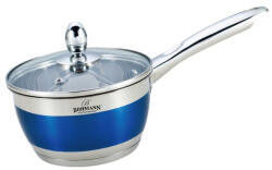 BOHMANN Cratita pentru sos Bohmann, inox, 2.5 l, 18 cm, capac sticla termorezistent, inclusiv inductie, Albastru (BH 1818-18SP-AL)