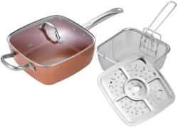 Voltz Set tigaie multifunctionala Oliver Voltz, suprafata non aderenta, 24x24x9.5 cm, 4.5litri, copper, friteuza (OV51319H4)
