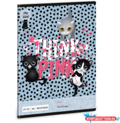 Füzet iskolai A5, 32lap, kockás 27-32 Ars Una THINK-PINK (5285) 23 10db/csomag (55471)