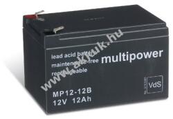 Multipower Ólom akku 12V 12Ah (Multipower) típus MP12-12B - VDS-minősítéssel (csatlakozó: F2)