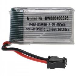 VHBW Helyettesítő modell / RC Akku 3.7V, Li-Po, 600mAh, SM csatlakozó 25C