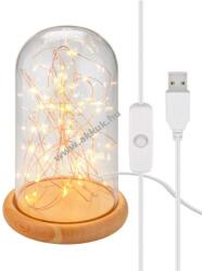 Goobay üvegkupola fa talppal 5m 50 micro-LED melegfehér 2700K USB115cm