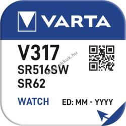 VARTA SR62 V317 ezüst-oxid cink gombelem 10db/csomag 1, 55V - Kiárusítás!