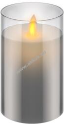 Goobay LED valódi viaszmantellel gyertya üvegben 7, 5x12, 5cm szürke-átlátszó időzítő 2700K elemmel