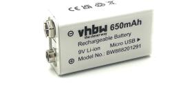 HPF 9V Block akku Micro-USB aljzattal, 6F22, 6LR61, Li-Ion, 8.4V, 500mAh mikro USB kábellel