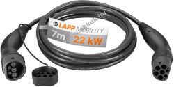 LAPP Type 2 HELIX töltőkábel plug-in hybrid és elektromos autóhoz 22 kW-ig, 7m, fekete
