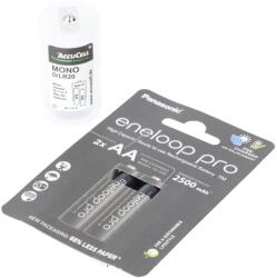 Panasonic Panasonic eneloop Mignon, AA akku Ni-MH, 1.2V, 2500mAh 2db/csom. + Mono, D, LR20 adapter