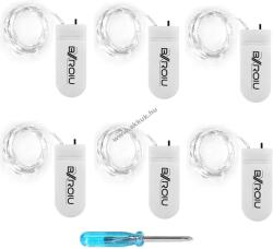 Bxroiu 6db 20 LED-es fényfűzér 2m hideg fehér - A készlet erejéig!