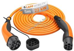 LAPP Type 2 HELIX töltőkábel plug-in hybrid és elektromos autóhoz 22kW-ig, 3 fázisú, 5m, narancssárga