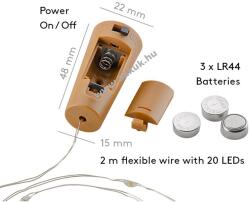 Goobay üvegpalack világítófűzér 20LED melegfehér 10db/csomag 3xLR44 tartozék - Kiárusítás