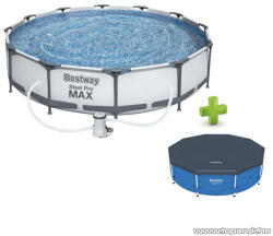 Bestway Steel Pro Max BAHAMA Superior Fémvázas kerti medence vízforgatóval és védőtakaróval, szürke, 366 x 76 cm