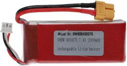 VHBW Helyettesítő modell / RC Akku 7.4V, Li-Polymer, 2000mAh, XT60-csatlakozó, 84mm x 35mm x 19mm