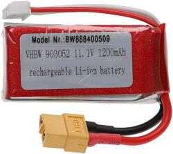 VHBW Helyettesítő modell / RC Akku 11.1V, Li-Polymer, 1200mAh, XT60 csatlakozó, 63mm x 29mm x 30mm