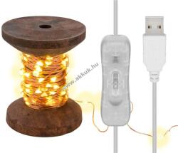 Goobay LED fényfüzér gombolyag 10m 100 mikro-LED melegfehér 2700K USB 3m kapcsoló