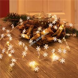 Goobay 10 LED ezüstdrót fényfüzér Hópehely időzítő melegfehér 3000K 2xAA (nem tartozék)