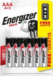Energizer MAX, AAA, mikro, E92, 4+2db/csomag