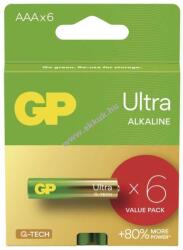 GP Batteries Ultra Alkáli elem AAA, Mikro, LR03 6db/csomag - Kiárusítás!
