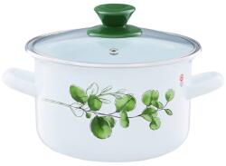 Emalia Olkusz Zománcozott Fazék Fedővel - 20 cm/3.8 L, Eukaliptusz