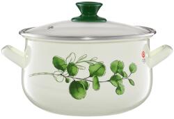 Emalia Olkusz Zománcozott Fazék Fedővel - 22 cm/5.7 L, Eukaliptusz