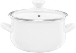 Emalia Olkusz Zománcozott Fazék Fedővel - 16 cm/2 L, Fehér