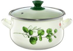 Emalia Olkusz Zománcozott Fazék Fedővel - 16 cm/2.2 L, Eukaliptusz