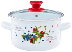 Emalia Olkusz Zománcozott Fazék Fedővel - 22 cm/5 L, Áfonya